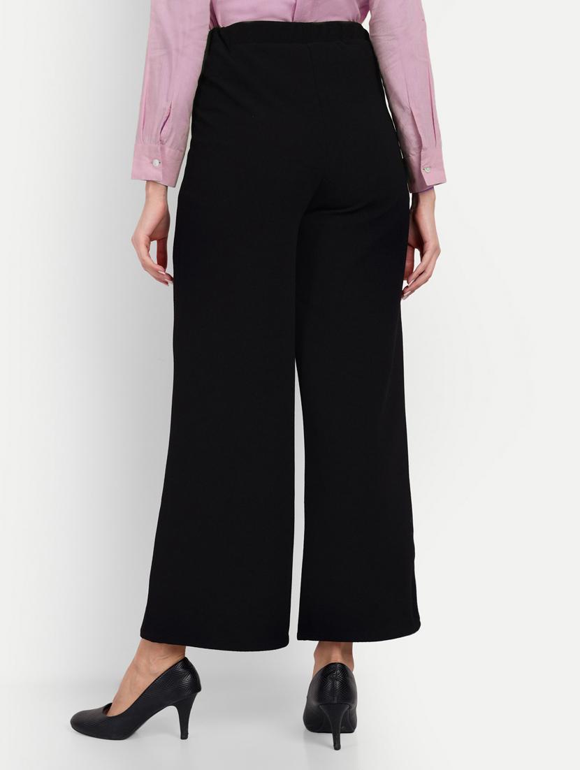 women black solids full length trousers - 20716732 - Standard Image - 2