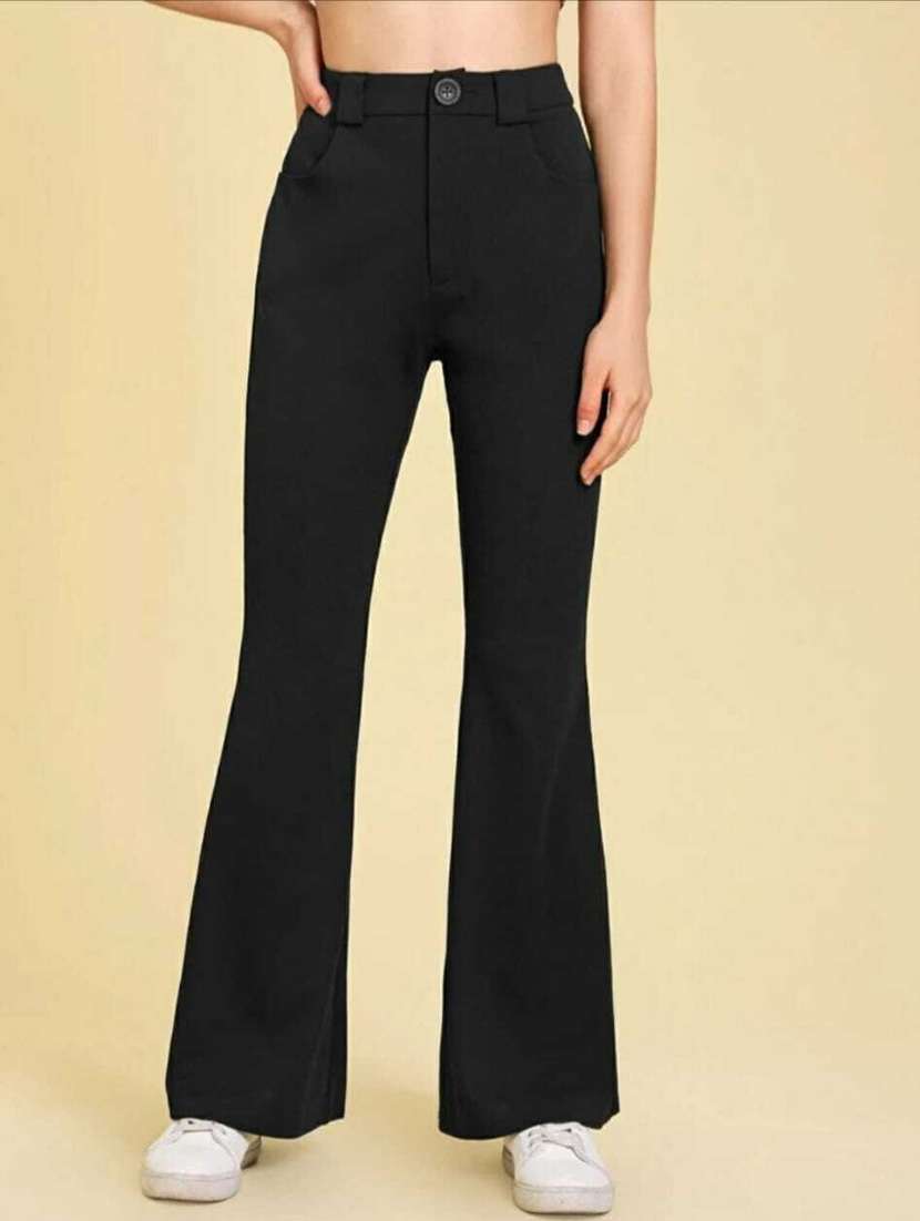 women black solids full length trousers