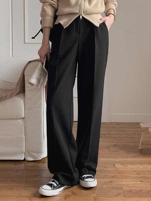 women solid high rise korean pant  - 20716983 -  Standard Image - 0
