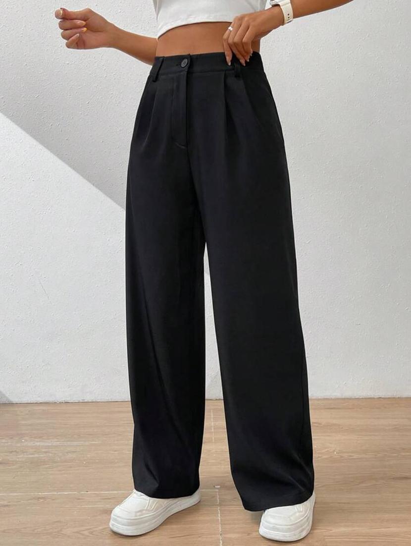 women solid high rise korean pant - 20716984 - Zoom Image - 0