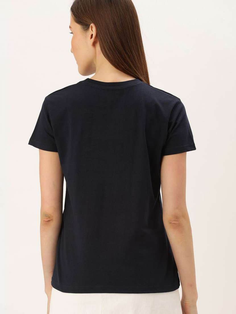 women solid short sleeves t-shirt - 20721454 - Standard Image - 2