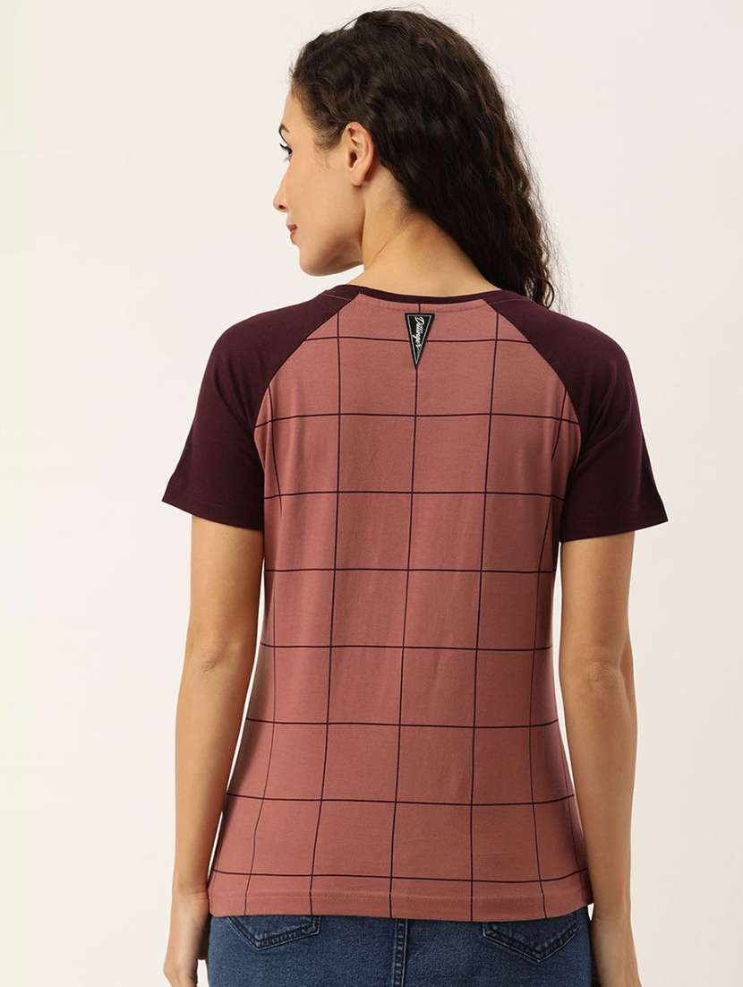 women mauve round neck t-shirt - 20721558 - Standard Image - 2