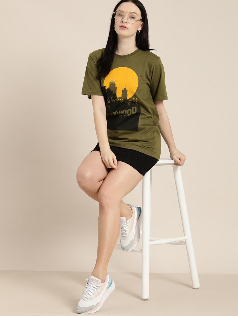 olive round neck t-shirt - 20721749 - Standard Image - 2
