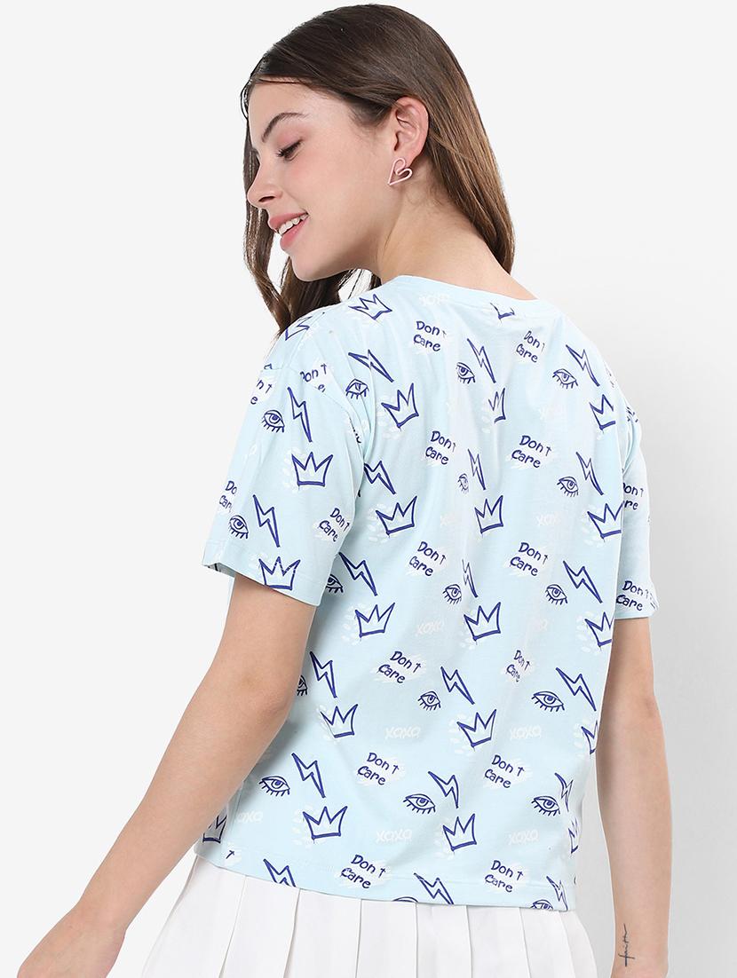 women light blue round neck t-shirt - 20721885 - Standard Image - 2