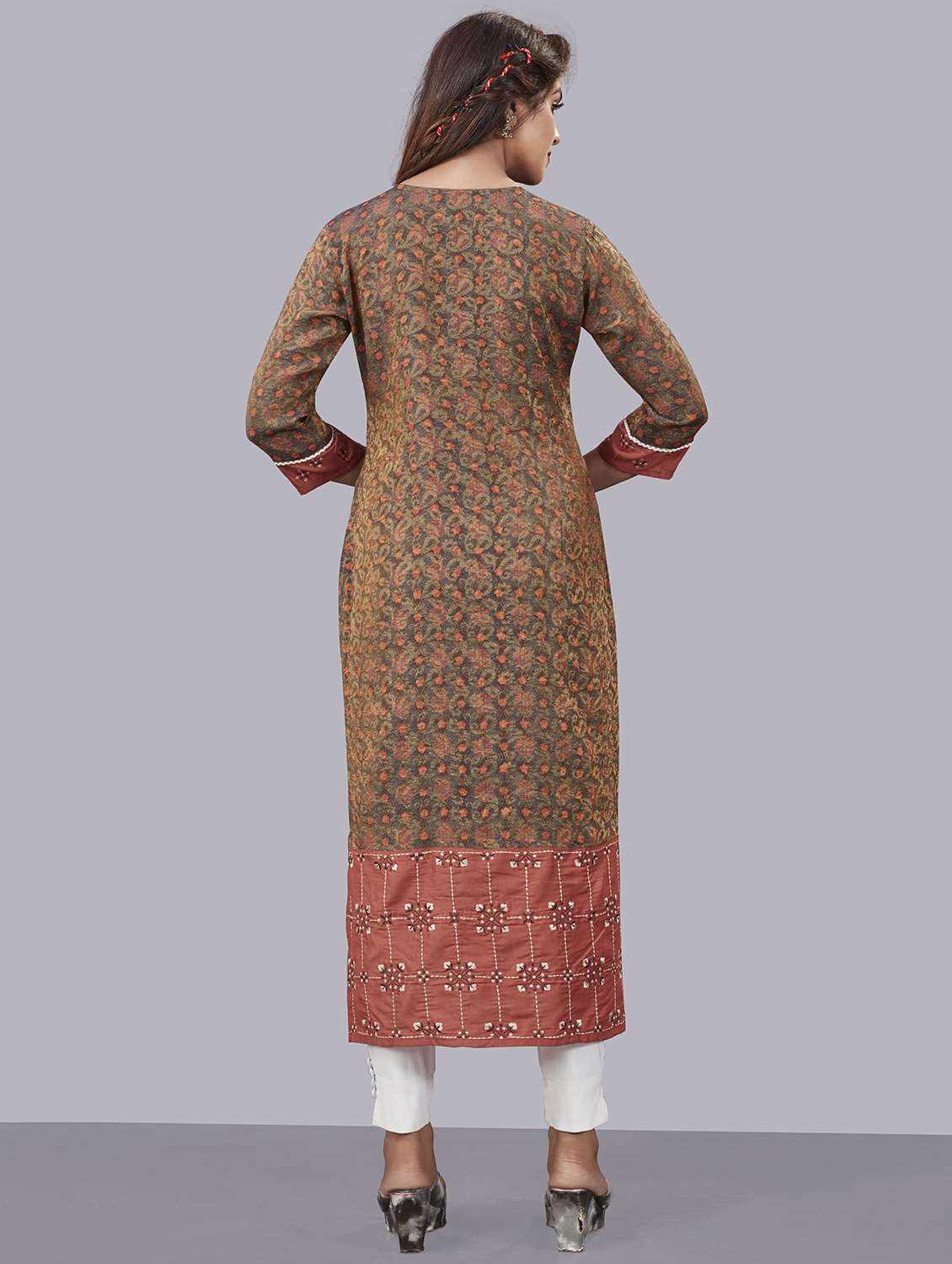 women round neck floral printed straight kurta - 20723908 - Standard Image - 2
