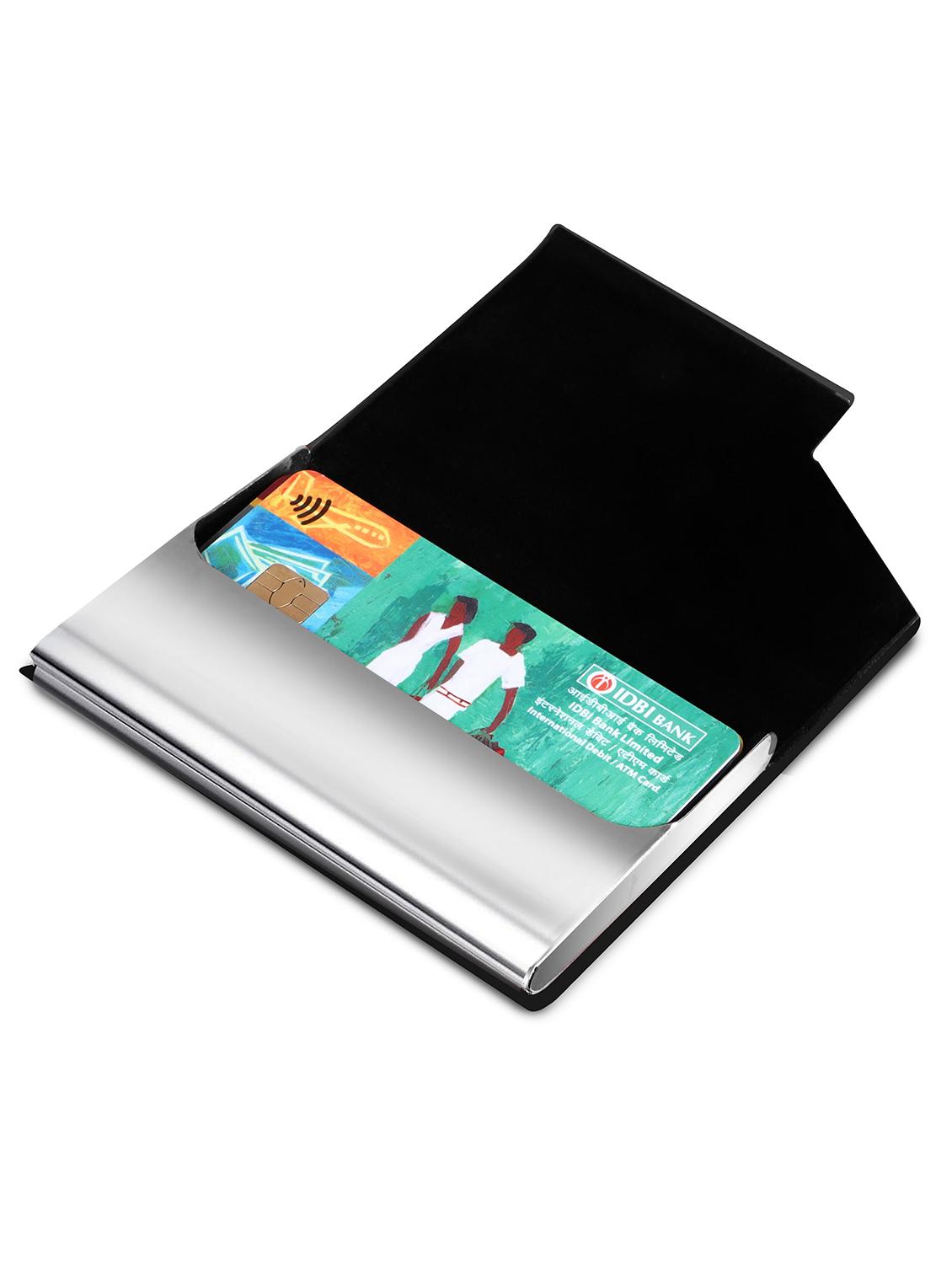 black synthetic leather card holder - 20723918 - Standard Image - 2