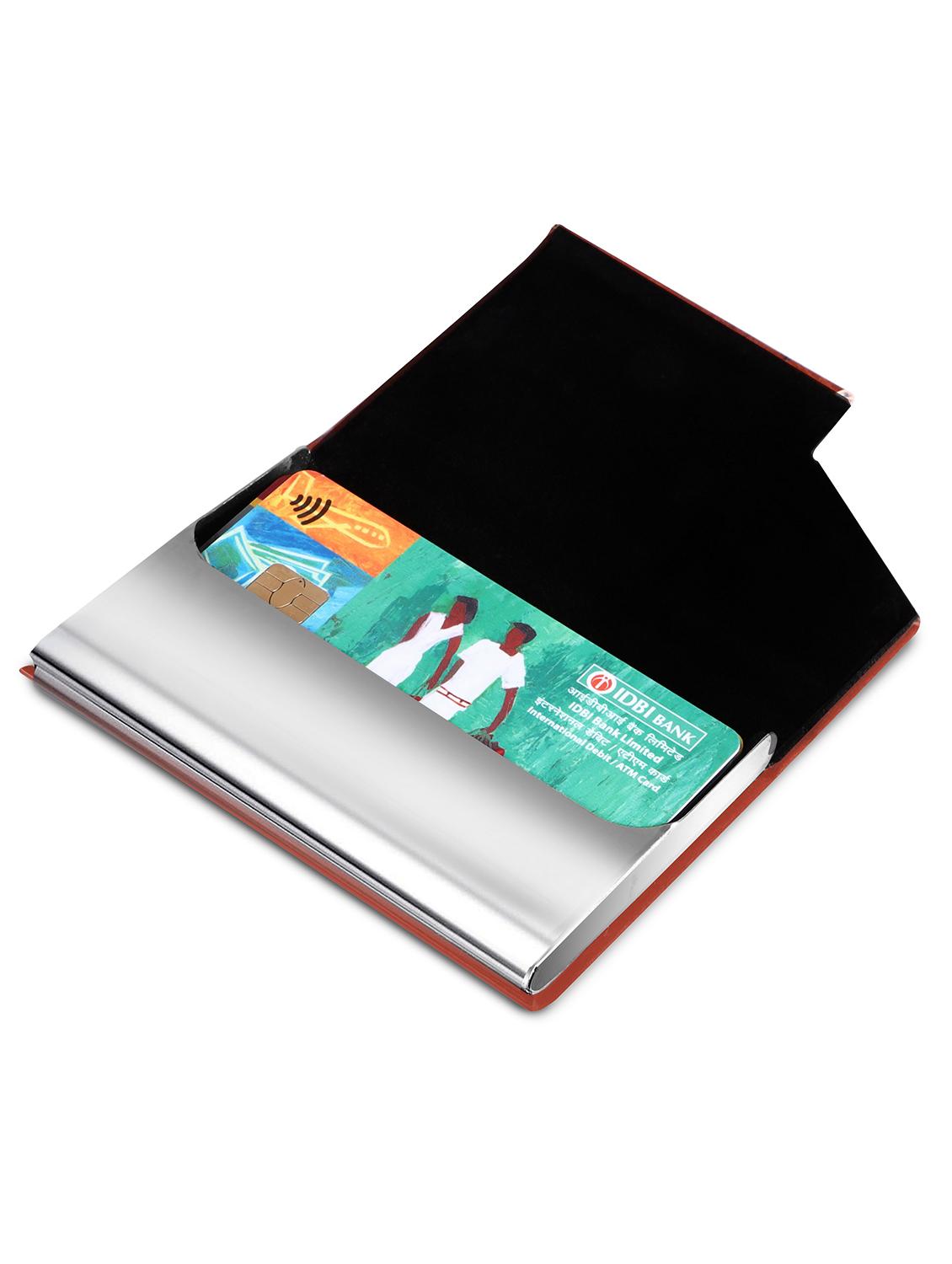 tan synthetic leather card holder - 20723920 - Standard Image - 2