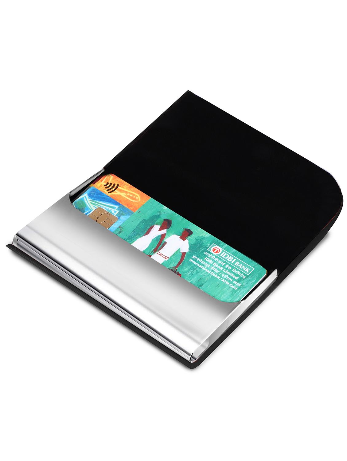 black synthetic leather card holder - 20723921 - Standard Image - 2