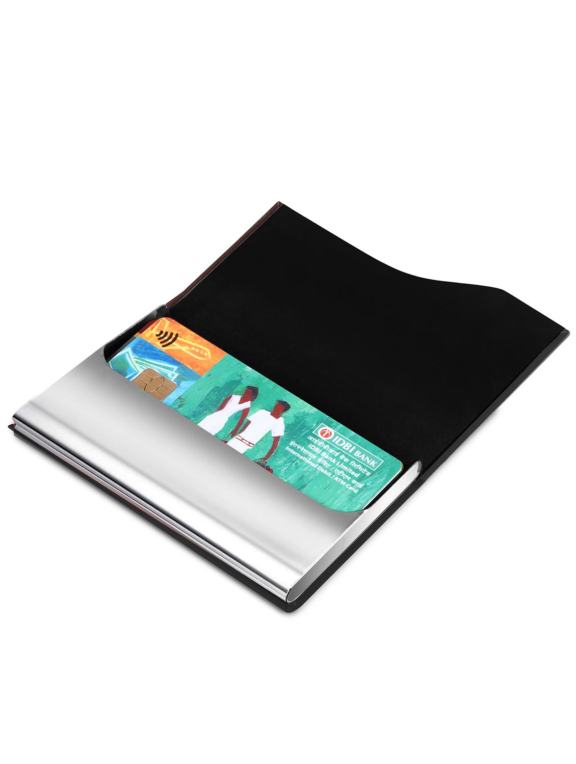 black synthetic leather card holder - 20723924 - Standard Image - 2