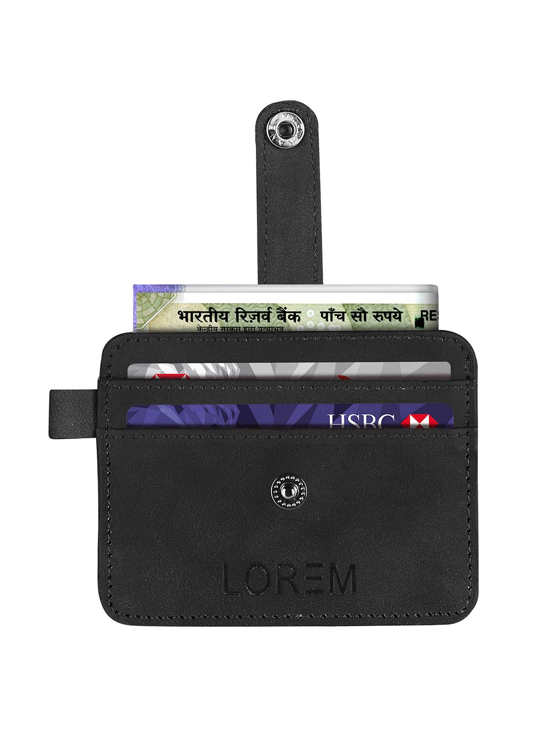 black synthetic leather card holder - 20723933 - Standard Image - 2