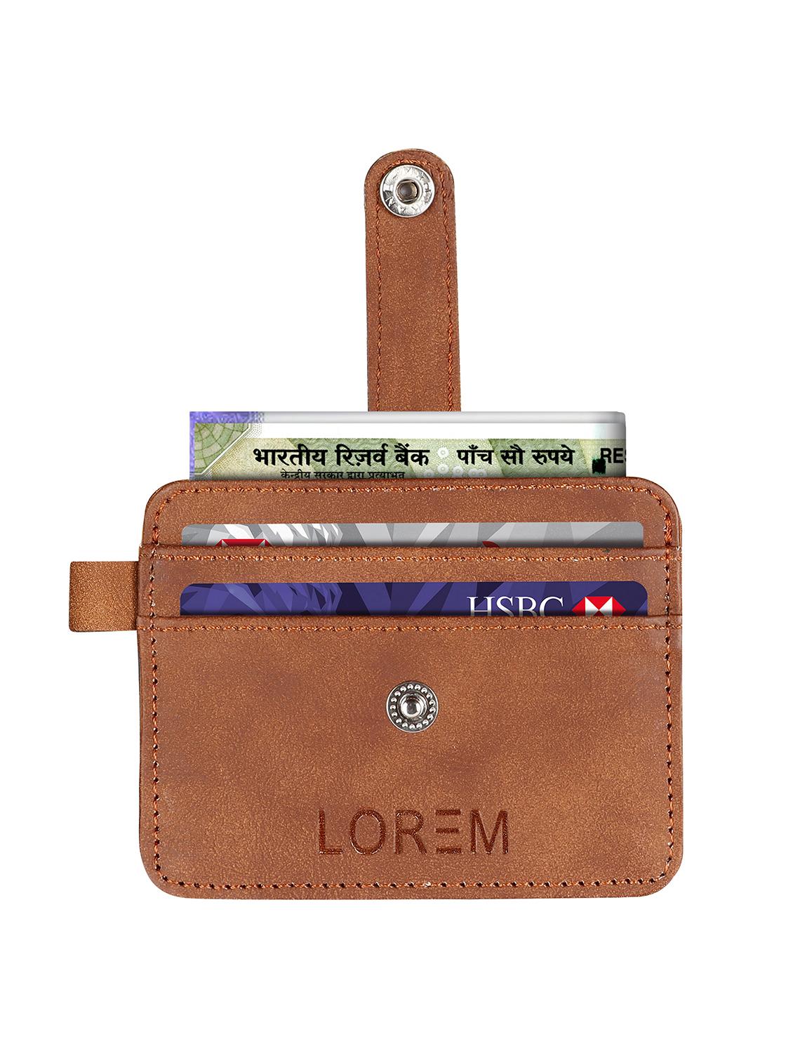tan synthetic leather card holder - 20723935 - Standard Image - 2