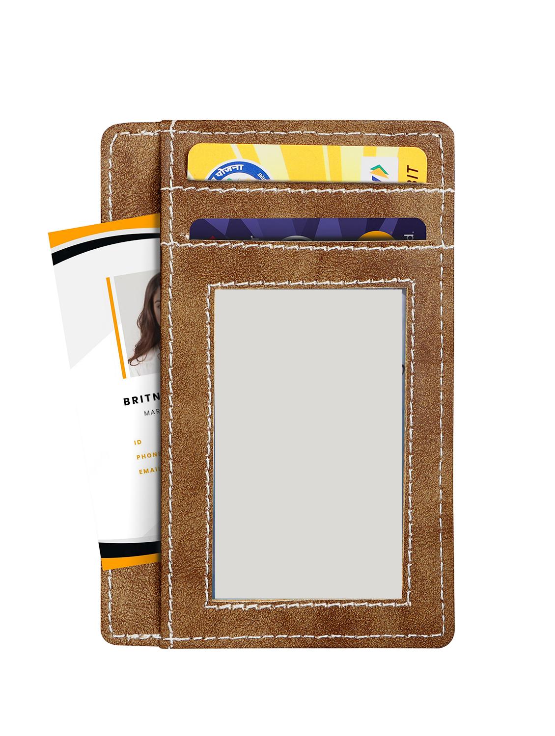 brown synthetic leather card holder - 20723940 - Standard Image - 2