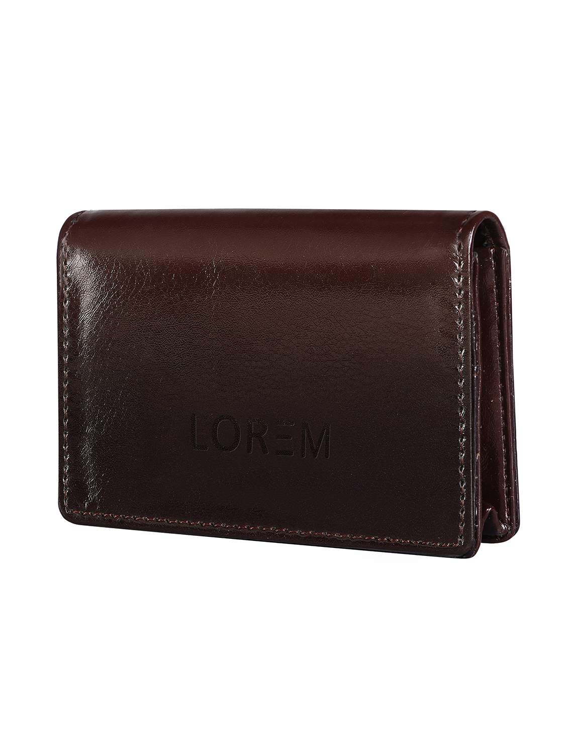 brown synthetic leather card holder