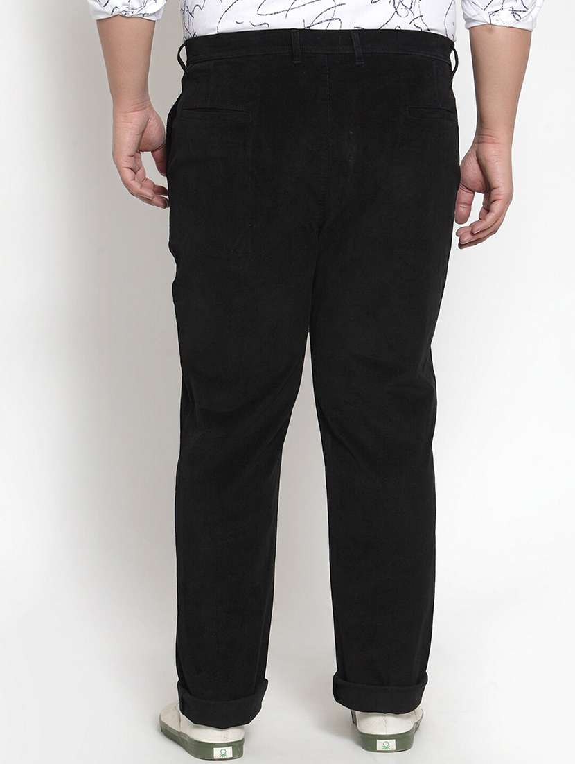 men solid flat front plus size casual trouser - 20724034 - Standard Image - 2