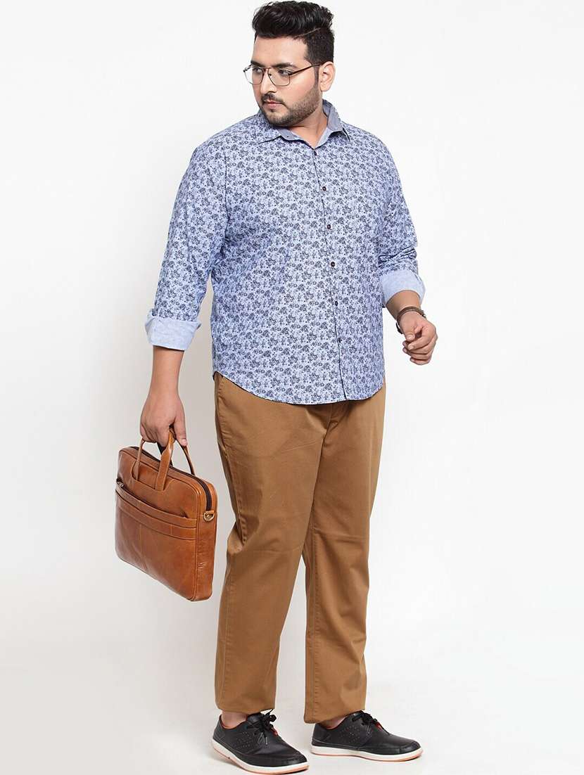 men solid flat front plus size casual trouser - 20724044 -  Standard Image - 2