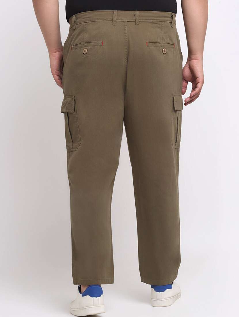 men olive flat front plus size cargo pants - 20724057 -  Standard Image - 2