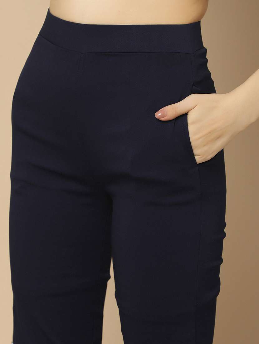 navy blue solid capri - 20724210 -  Standard Image - 7
