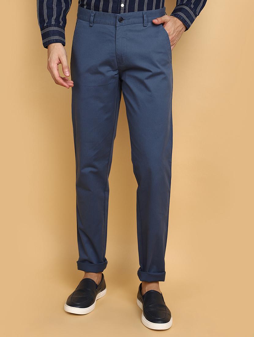 blue cotton chinos casual trousers - 20724383 -  Zoom Image - 0