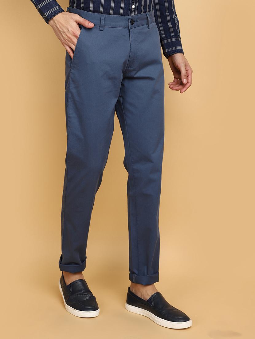 blue cotton chinos casual trousers - 20724383 - Standard Image - 2