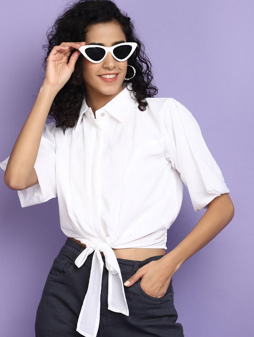 white cotton regular top - 20724442 - Standard Image - 2