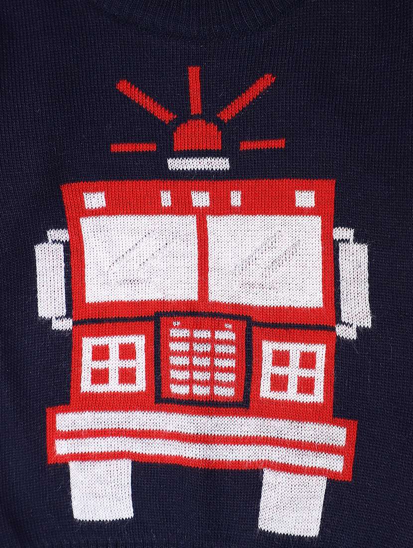 navy blue self design detailed sweater - 20724580 - Standard Image - 2