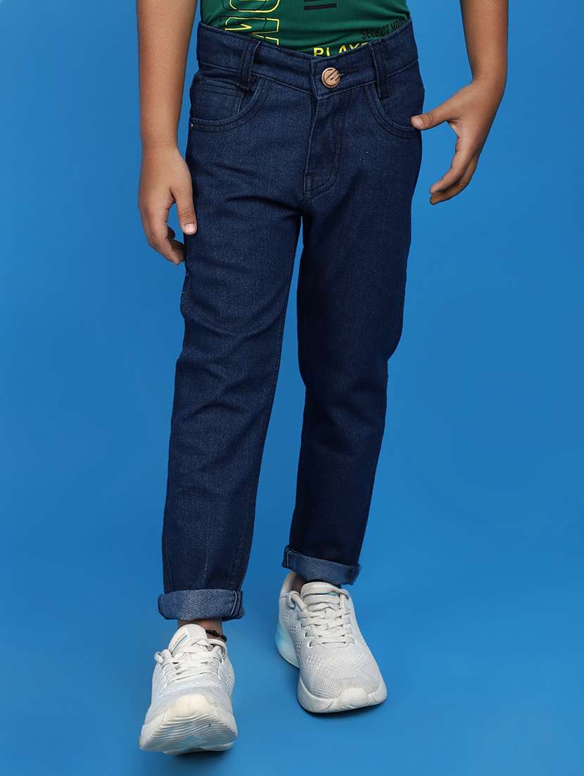 solid blue slim fit denim jeans