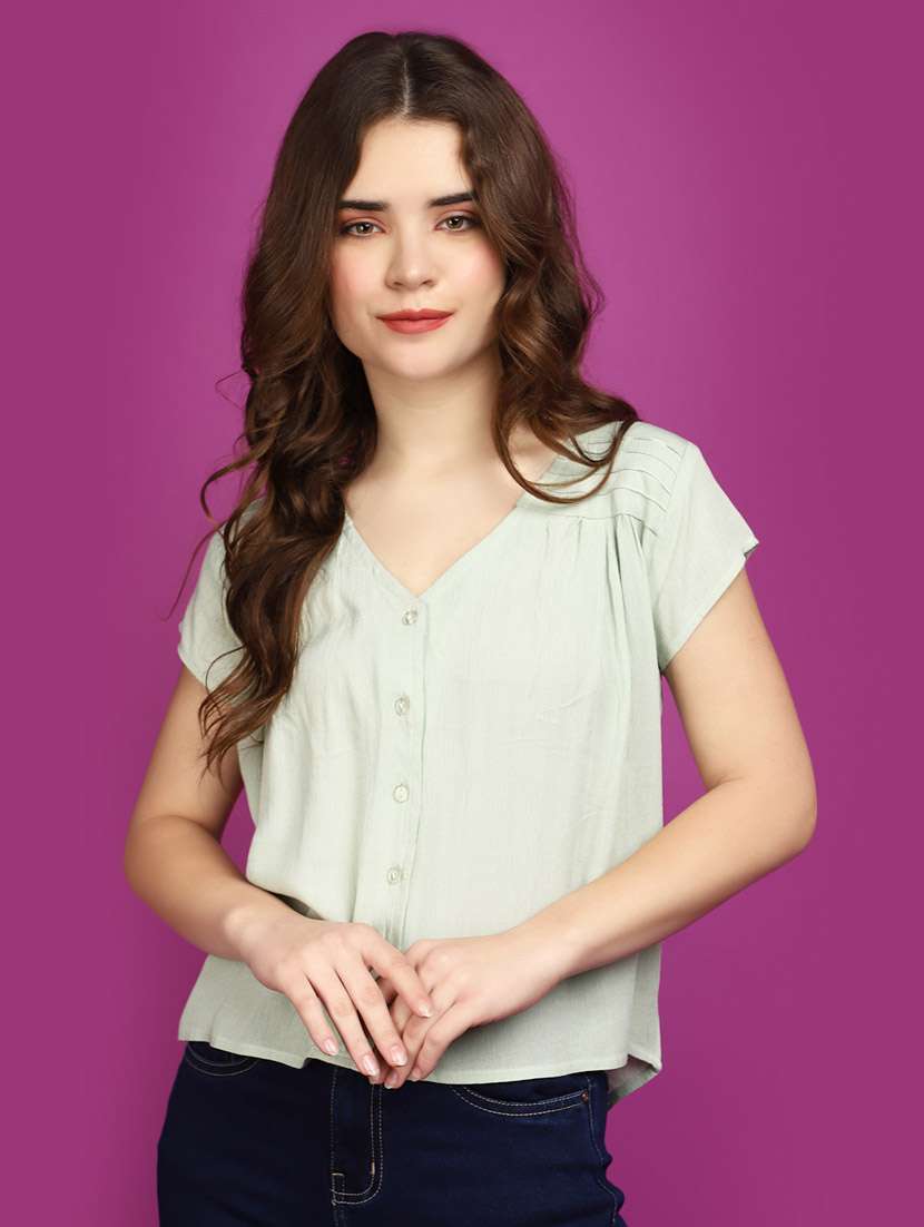 women neo mint regular fit high-low top