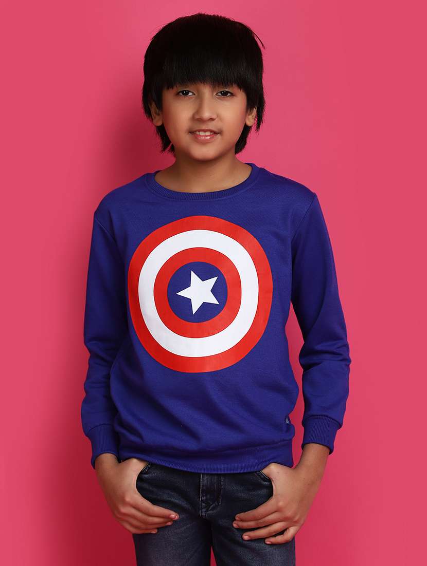 boys round neck front print sweatshirt