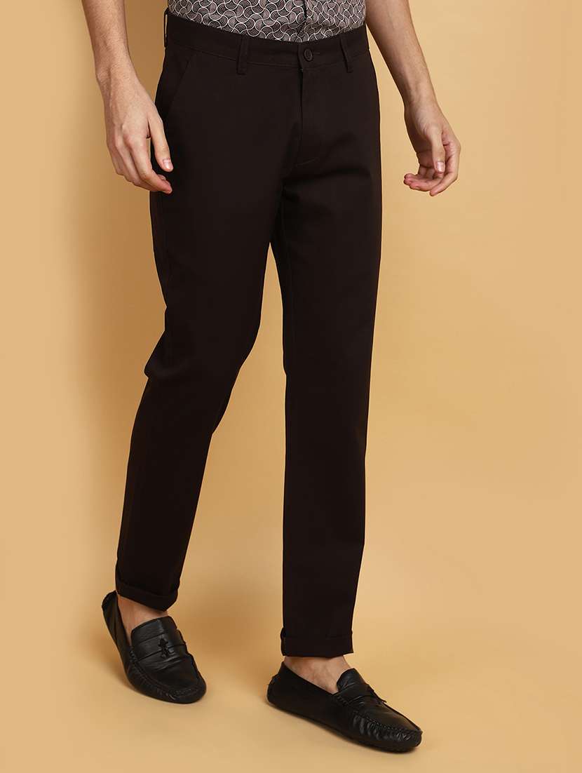 Men Brown Solids Chinos Casual Trouser - 20724925 -  Standard Image - 2