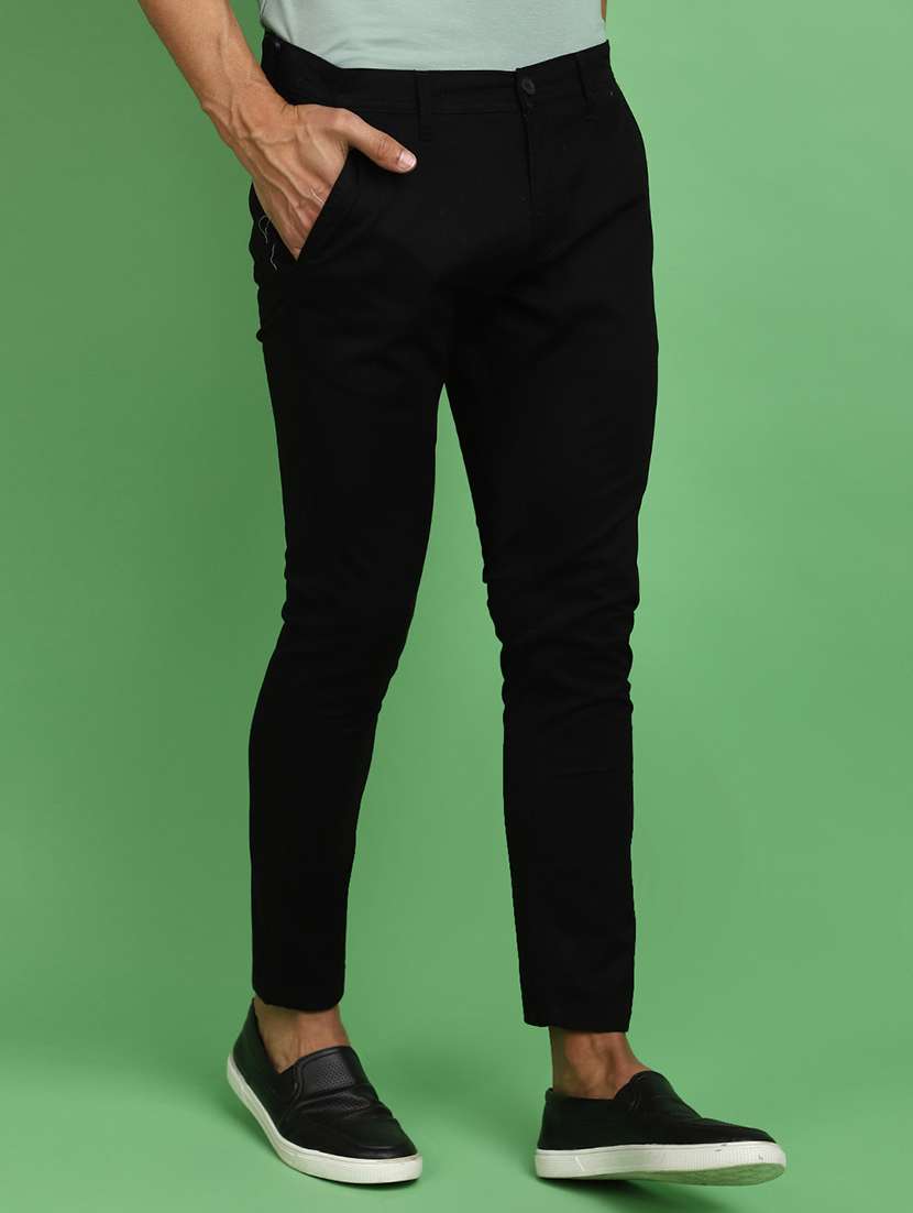 black cotton chinos casual trousers - 20725080 -  Standard Image - 2