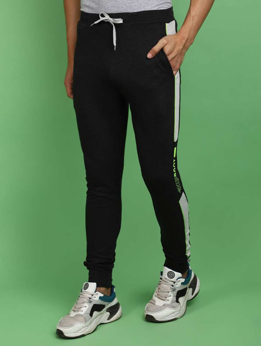 men black cotton full length joggers - 20725182 -  Standard Image - 2