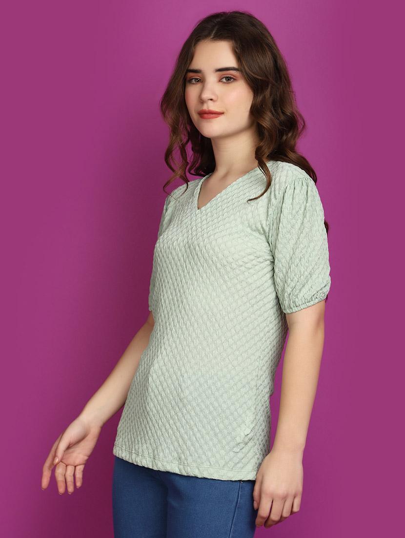 green cotton regular top - 20725233 - Standard Image - 2