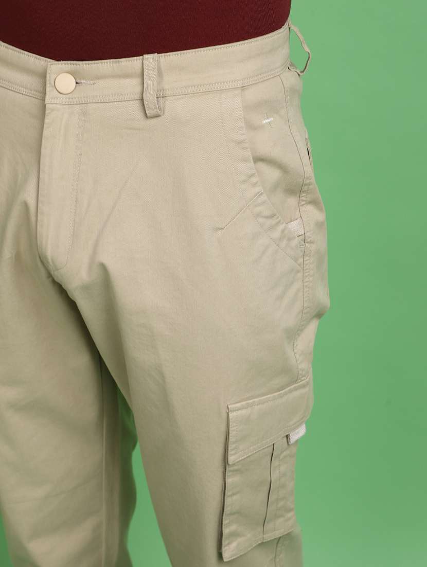 men beige solid mid rise jogger - 20725255 -  Standard Image - 7