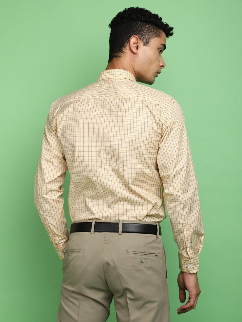 yellow checkered formal shirt - 20725261 - Standard Image - 2