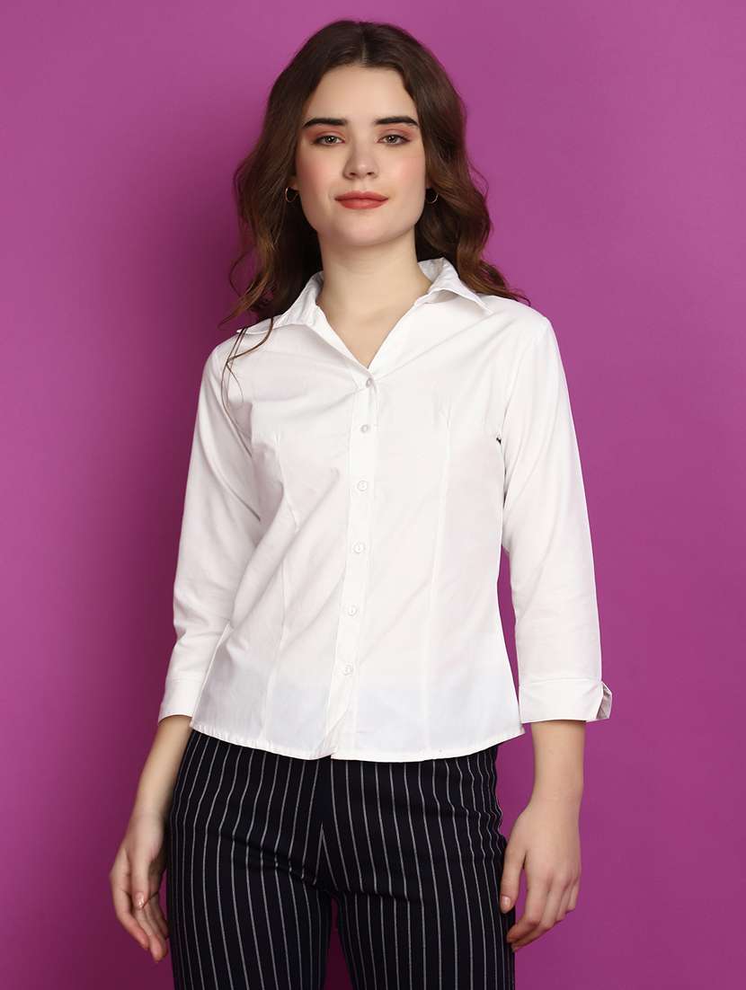 women solid cotton shirt