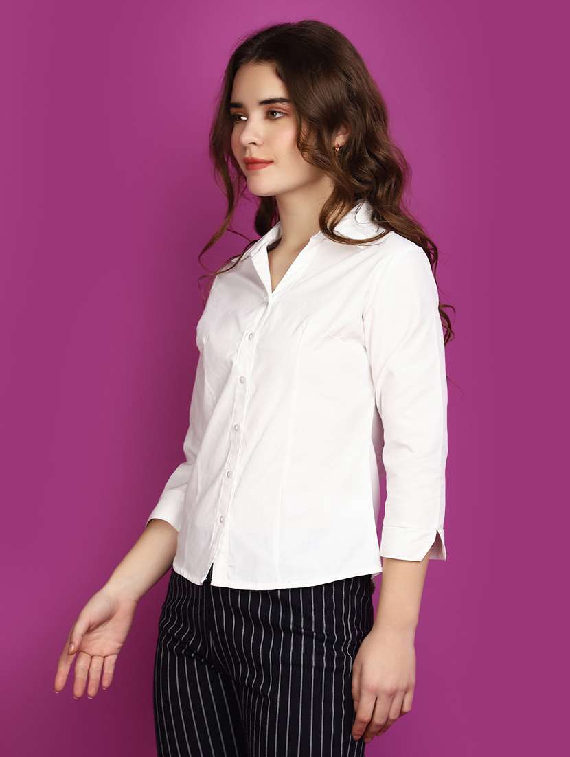 women solid cotton shirt - 20725420 -  Standard Image - 2