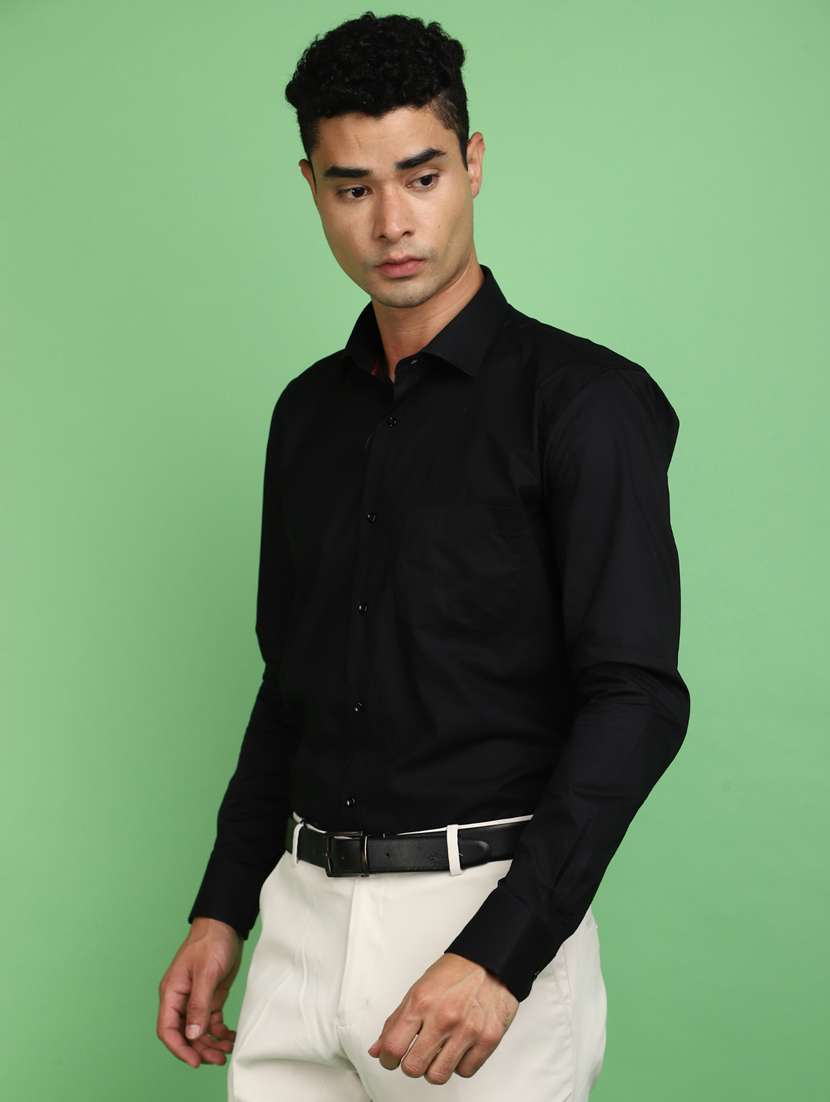 black cotton formal shirt - 20725506 -  Standard Image - 2