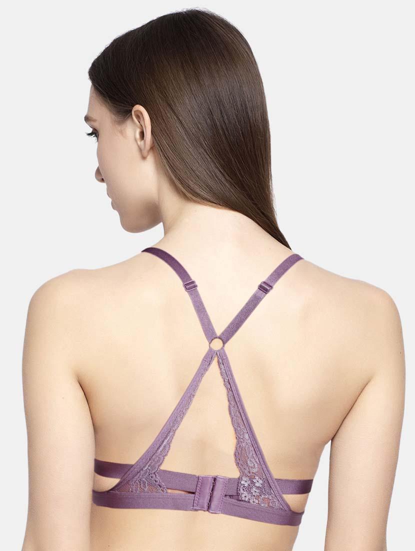 purple polyester plunge bra - 20725565 - Standard Image - 2