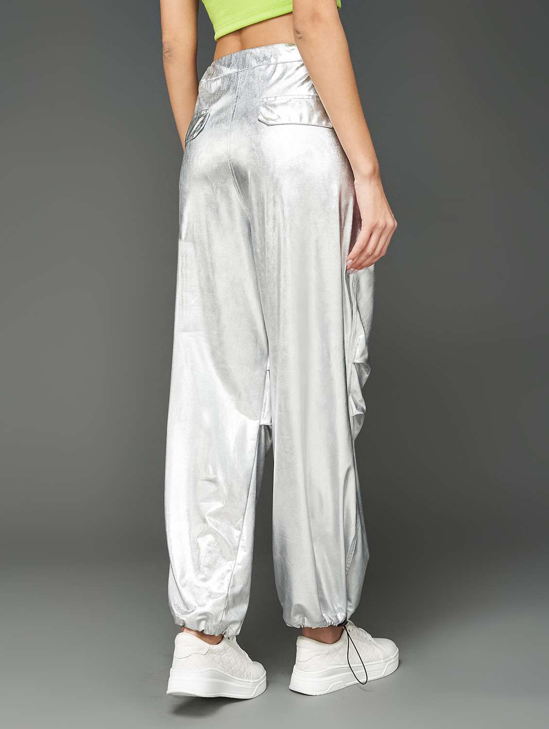 women solid mid rise parachute jogger - 20726379 -  Standard Image - 2