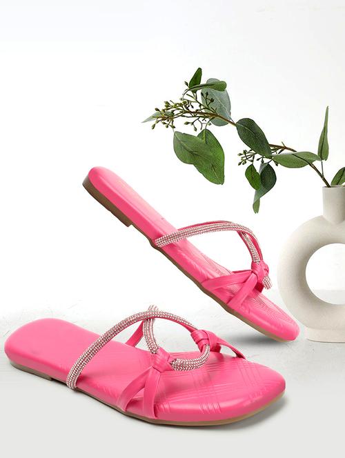 pink synthetic slip on sandals - 20726383 - Standard Image - 0