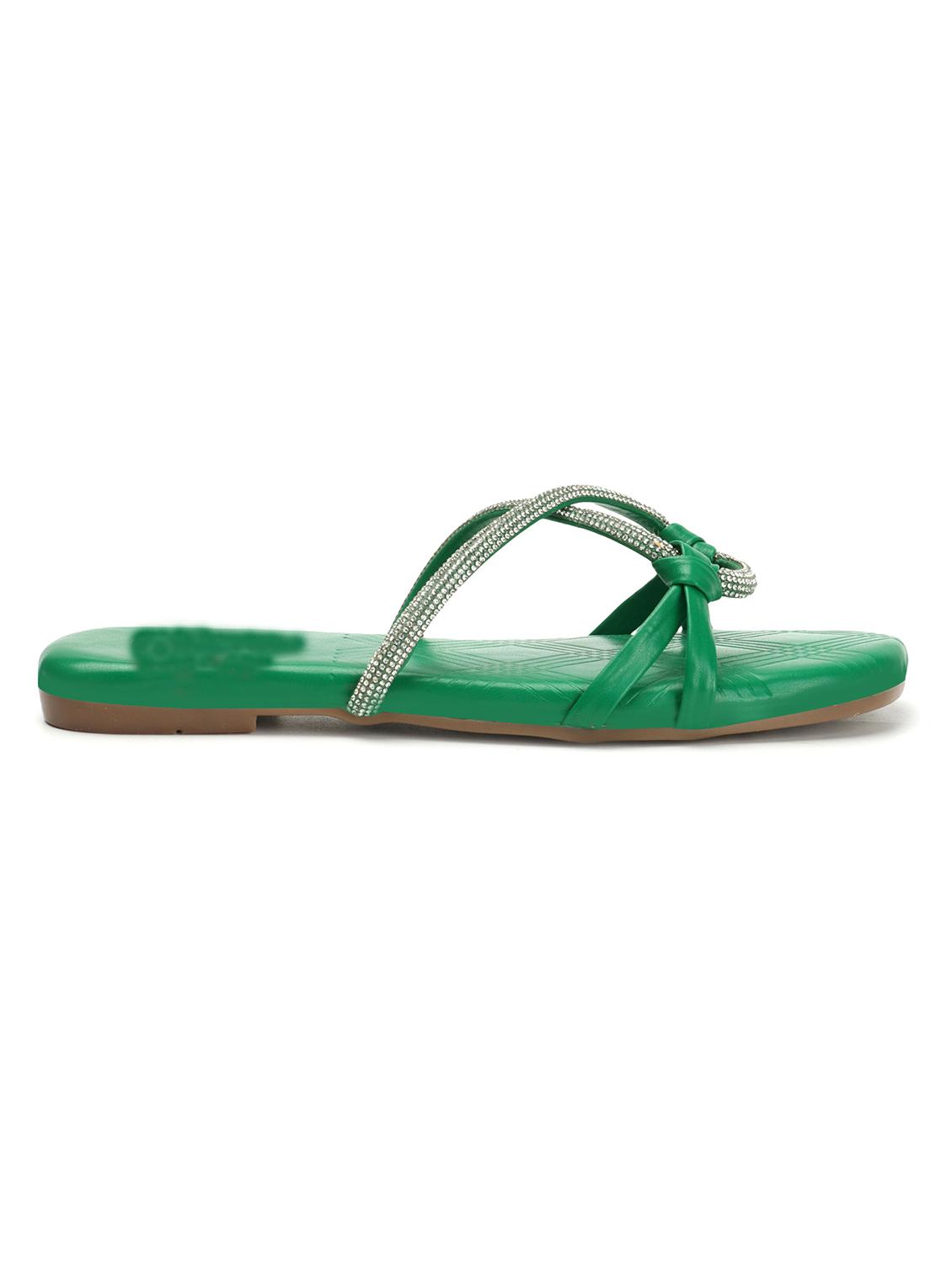 green synthetic slip on sandals - 20726384 - Standard Image - 2