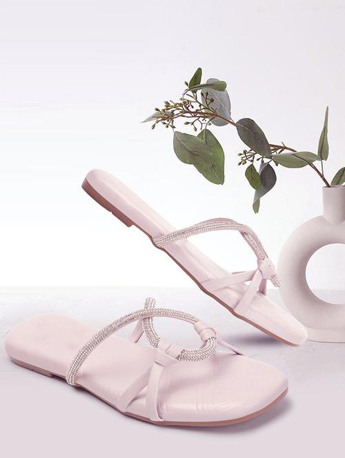 lavender synthetic slip on sandals - 20726385 - Standard Image - 0