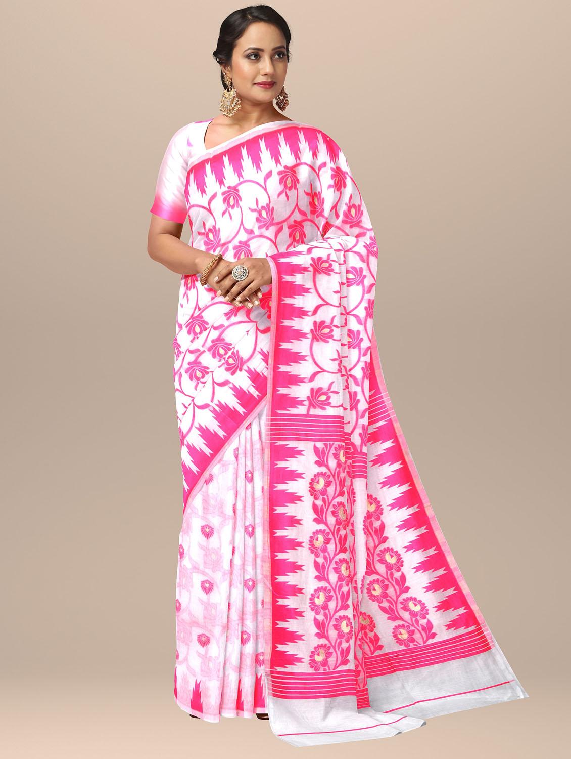 women white self design jamdani saree - 20726386 -  Zoom Image - 0