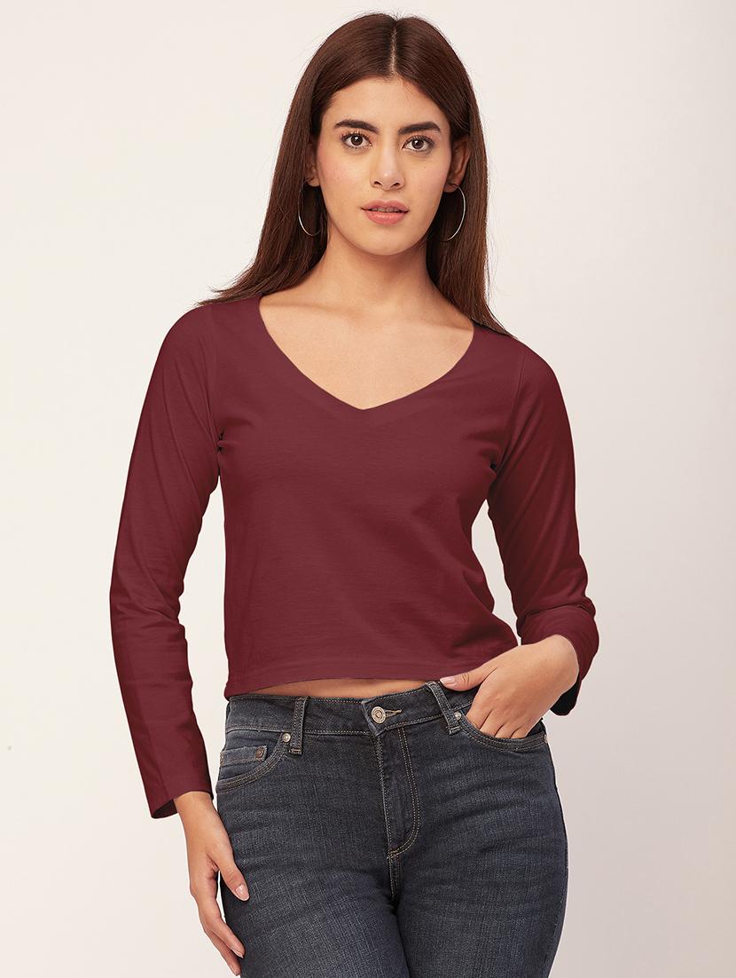 women solid long sleeves top - 20726551 - Zoom Image - 0