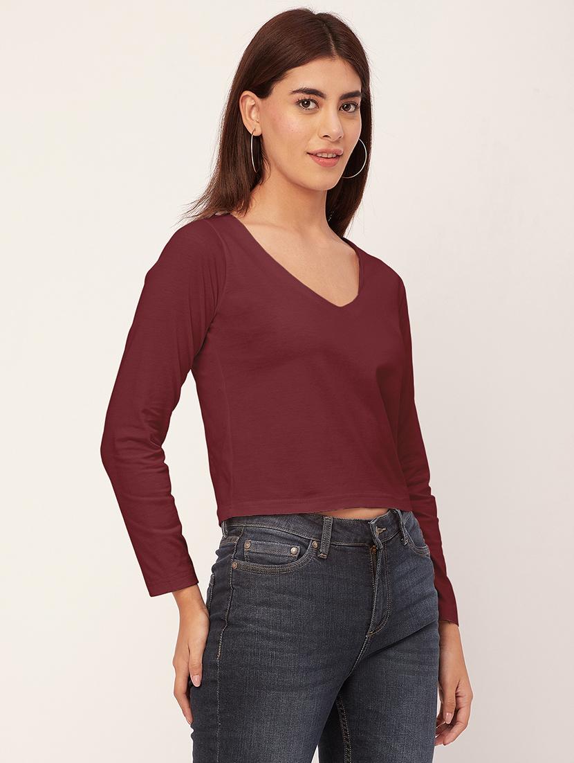 women solid long sleeves top - 20726551 - Standard Image - 2