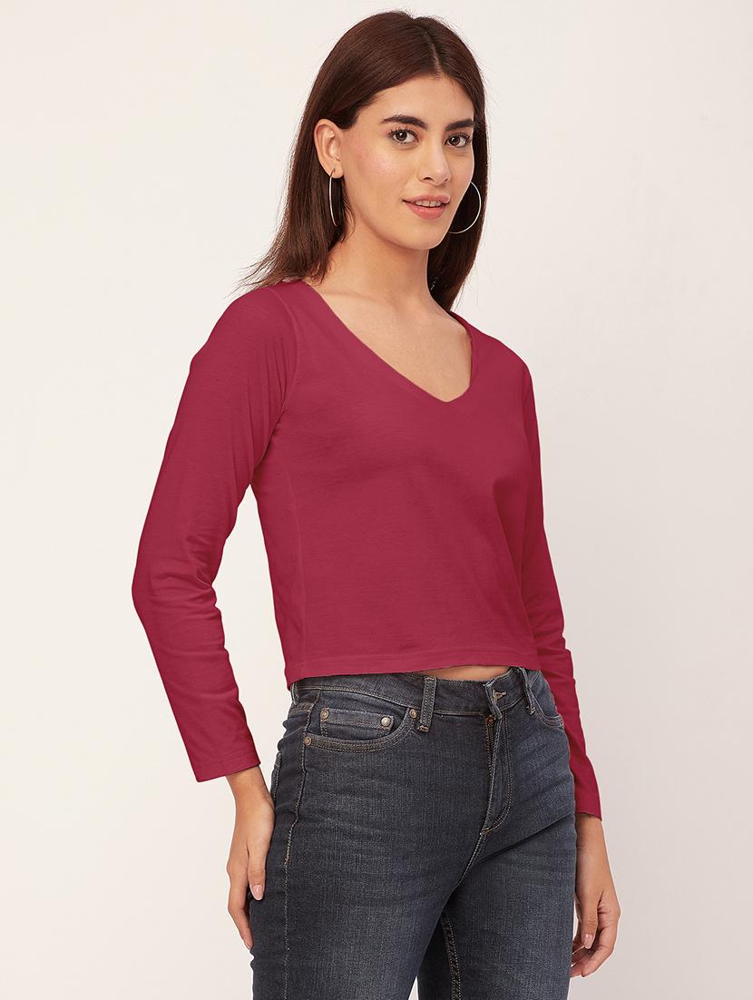 women solid long sleeves top - 20726553 - Standard Image - 2