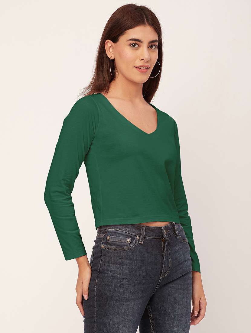women solid long sleeves top - 20726555 - Standard Image - 2