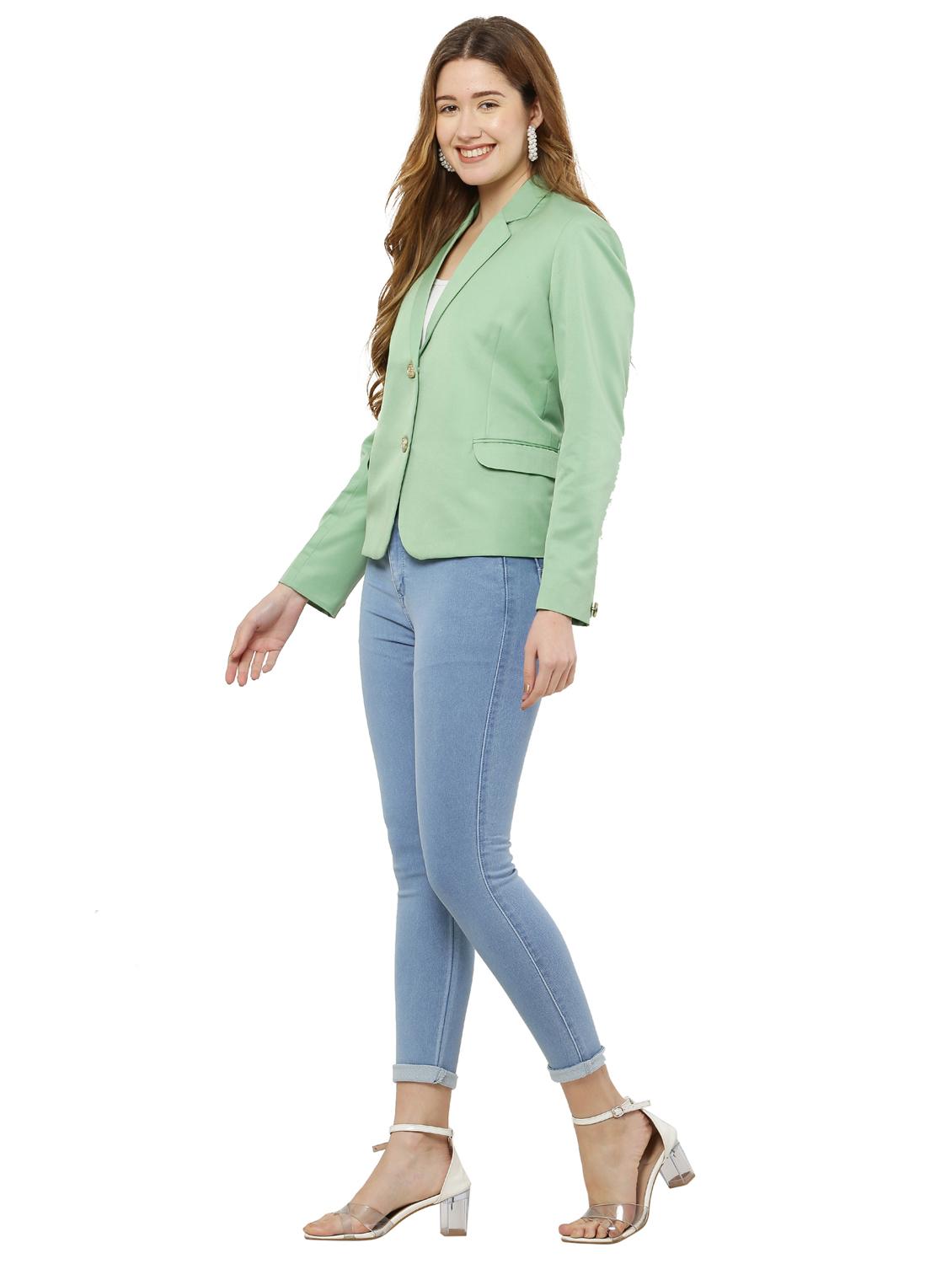 women solid single breasted blazer - 20727370 - Standard Image - 2