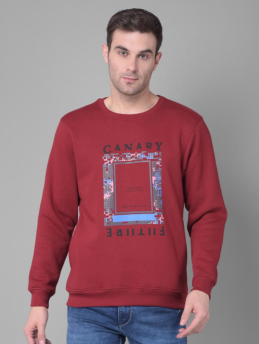 maroon cotton blend chest print sweatshirt - 20727657 - Zoom Image - 0