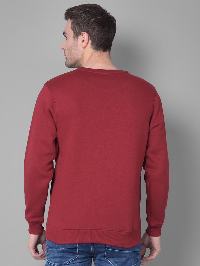 maroon cotton blend chest print sweatshirt - 20727657 - Standard Image - 2